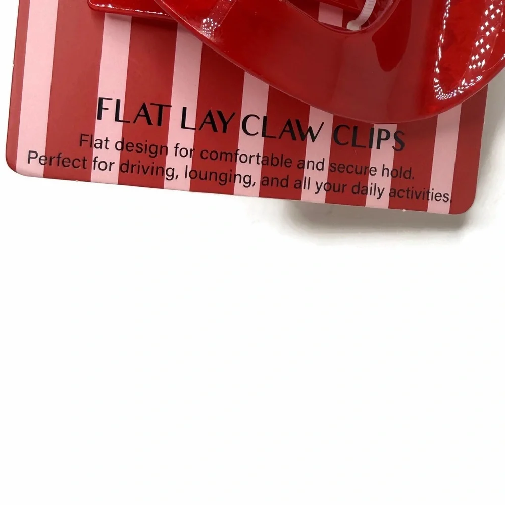 Piper K Heart Flat Lay Hair Claw Clips Red White